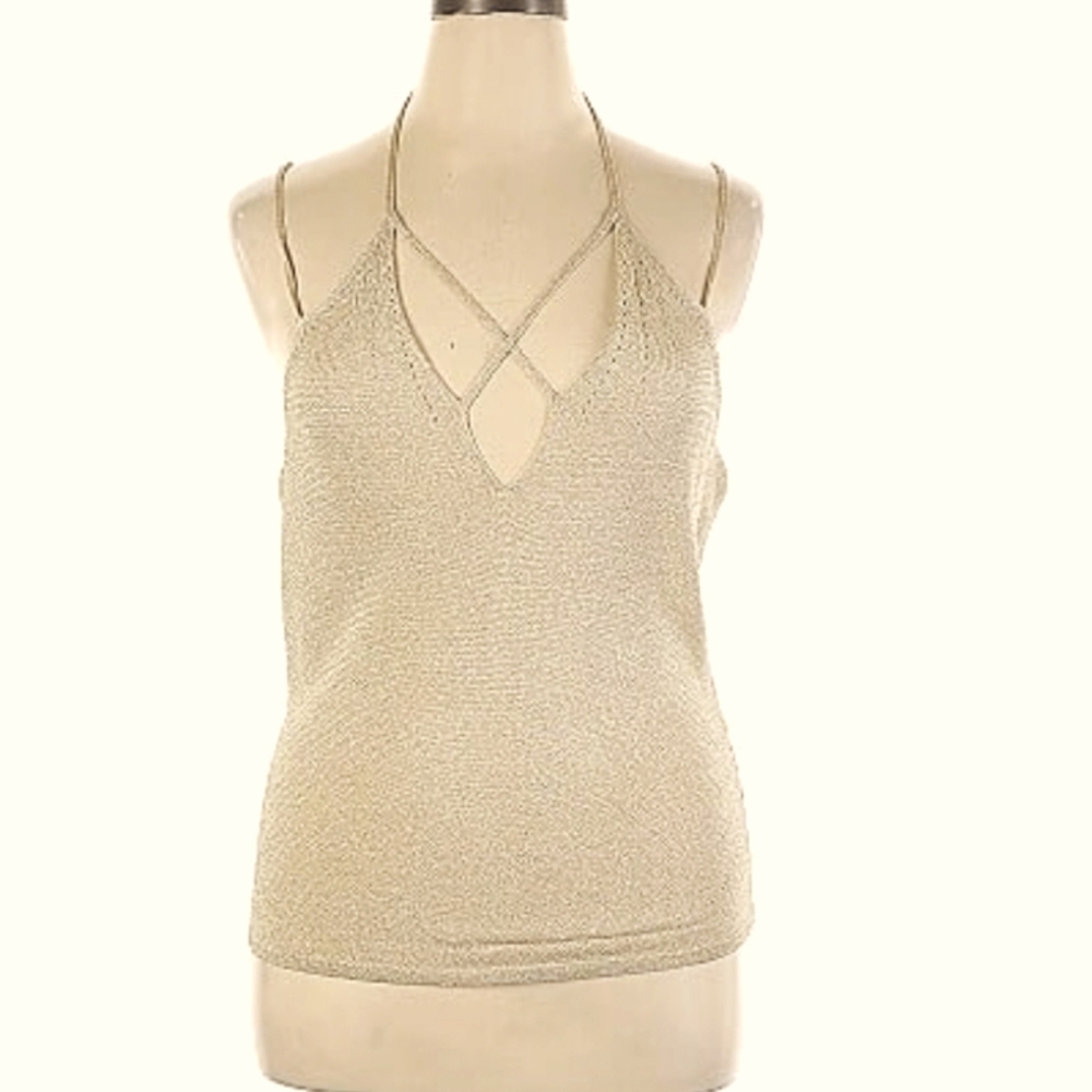City DKNY Gold Metalic  Halter Tank Top XL